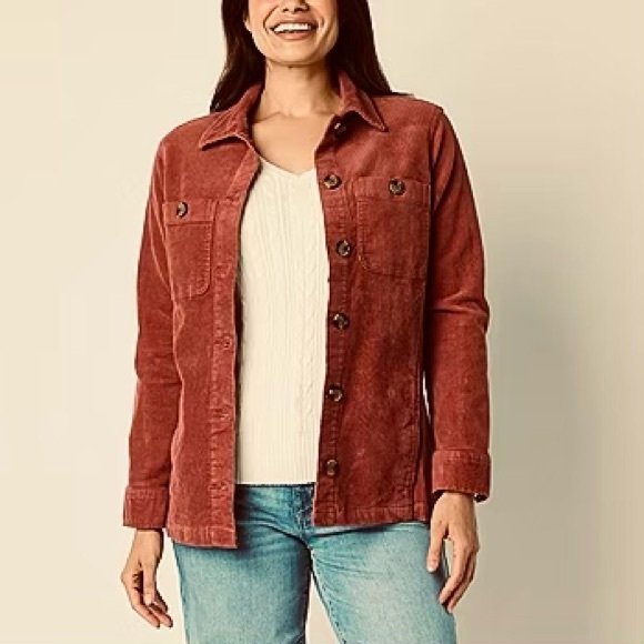 St Johns Bay Corduroy Shirt Jacket Preppy Winter Long Sleeve Boyfriend Shacket - Picture 17 of 17